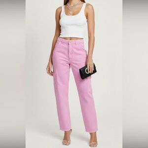 J Galt Highrise Pink Cargo Style Jeans